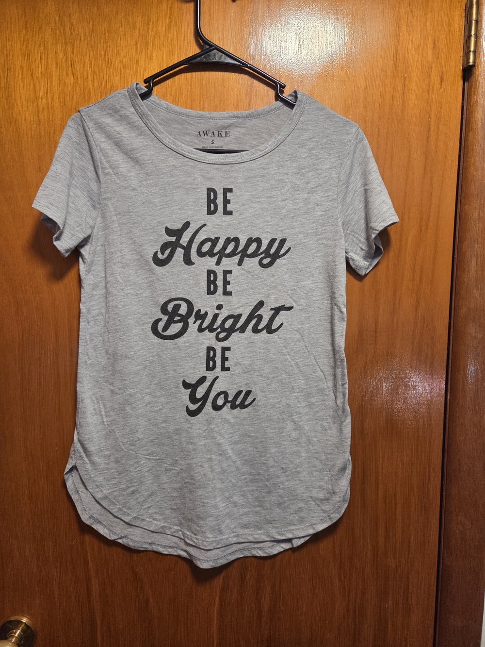 Awake Heather Gray Graphic Tee with Black Text - Women